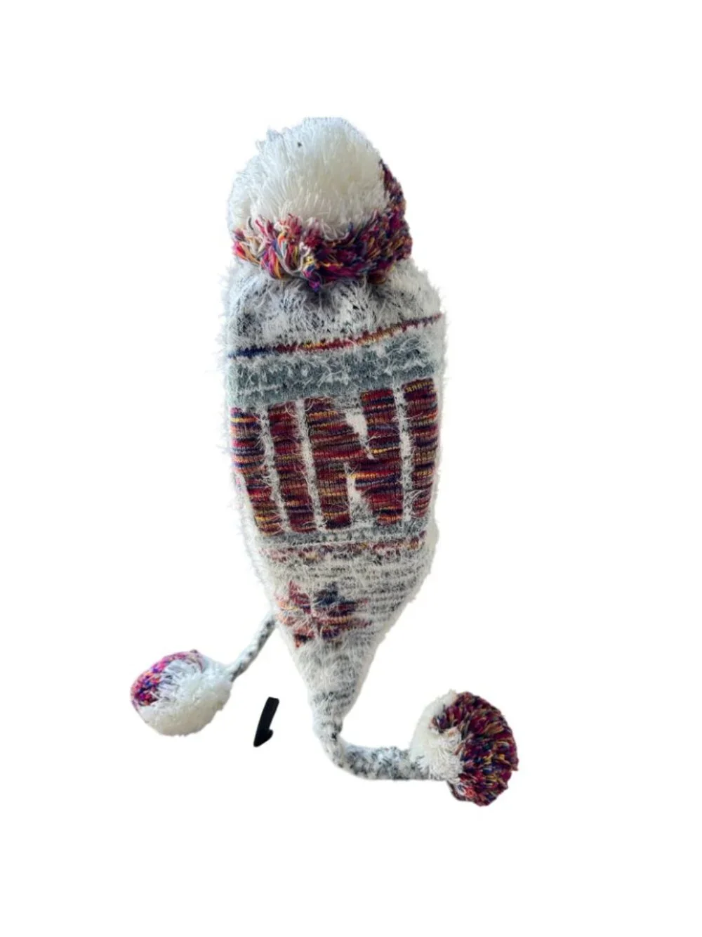 Knit Winter Hat With Poms & Multicolor Minnesota Design